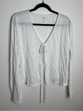 GAP Women's White Tie-Front Long Sleeve Cardigan size XL